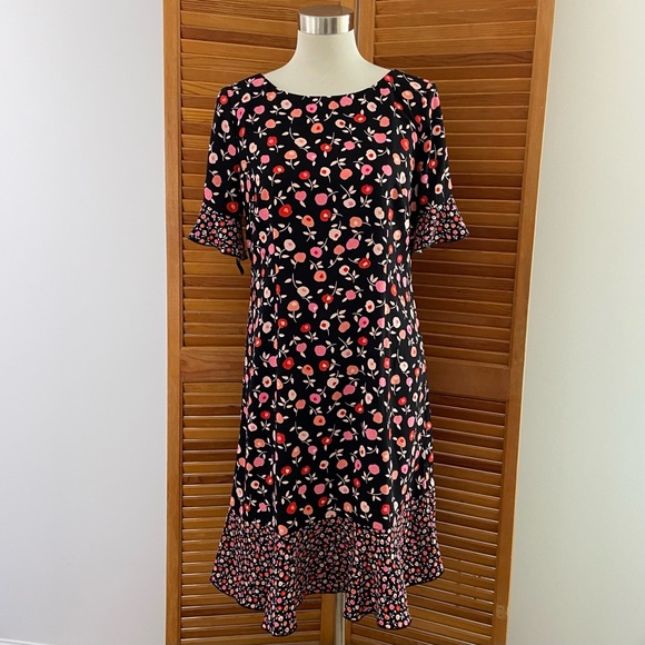 TALBOTS Floral Jewel Neck Shift Short Sleeve Dress - Picture 2 of 16